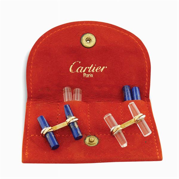 Cartier, a pair of 18kt tricolor gold cuff links