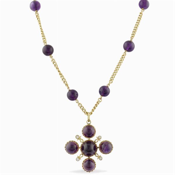 Collana in oro giallo 18kt e ametiste