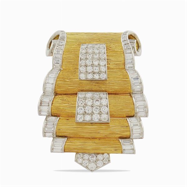 Spilla clips oro giallo e bianco 18kt
