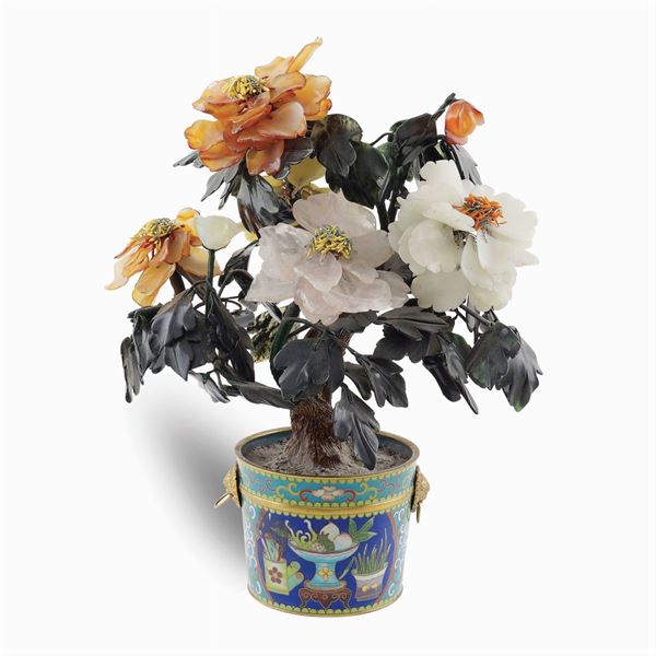 A hard stones floral composition