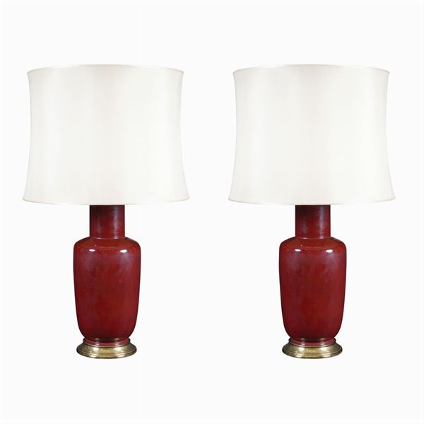 A pair of ceramic lamps