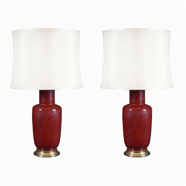 Coppia di lampade da tavolo in ceramica