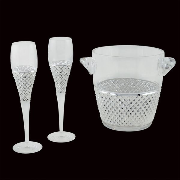 Argenesi, a pair of flutes and a bottle holder basket  (20th century)  - Auction Design - modern and contemporary art - Colasanti Casa d'Aste