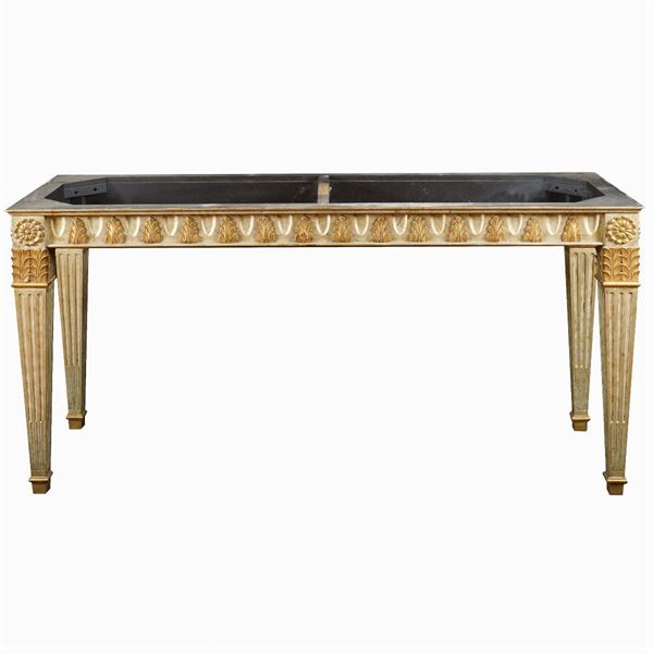 Console da centro in legno laccato e dorato