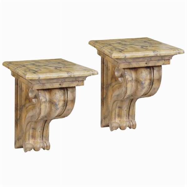 Pair of lacquered wooden shelves