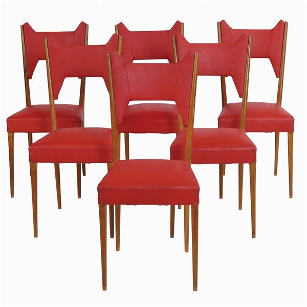 Six beechwood chairs  (20th century)  - Auction MODERN AND CONTEMPORARY ART - Colasanti Casa d'Aste