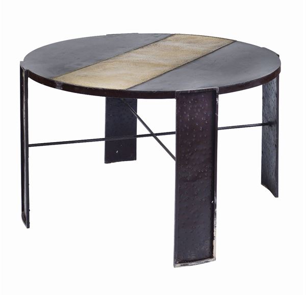An iron circular table
