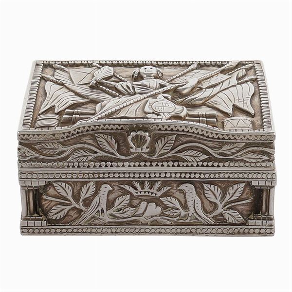 A silver cigar box