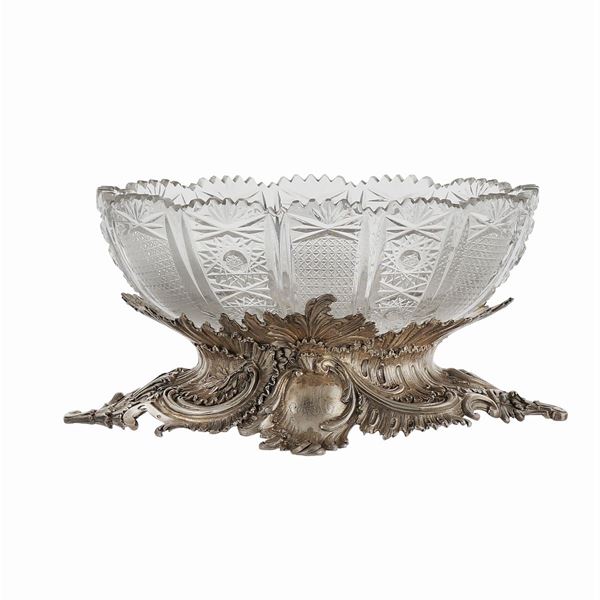 A crystal and silver centerpiece