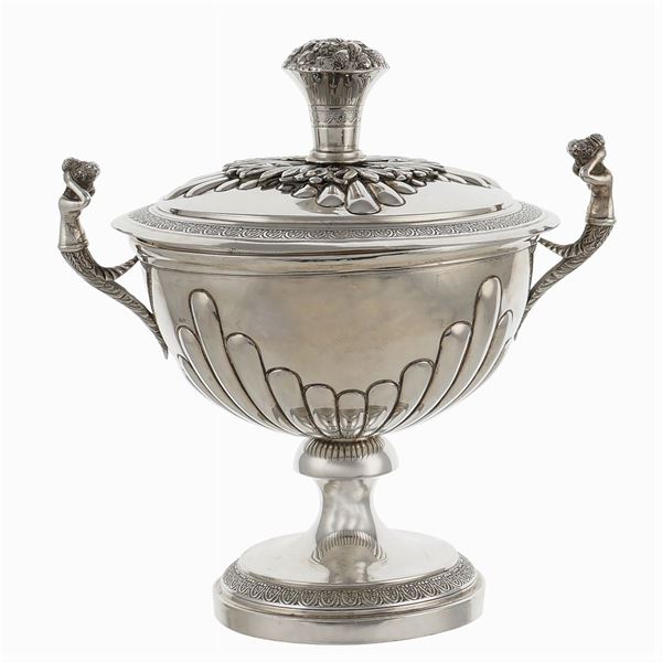 An italian silver cup with lid