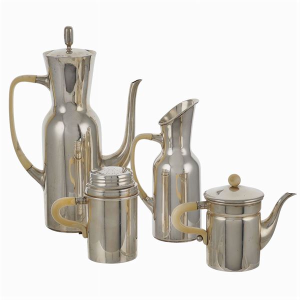A silver tea and coffee service