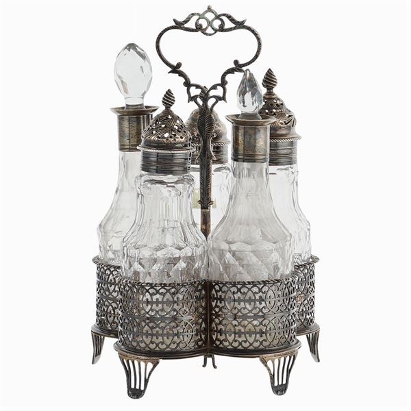 Cruet in argento e cristallo