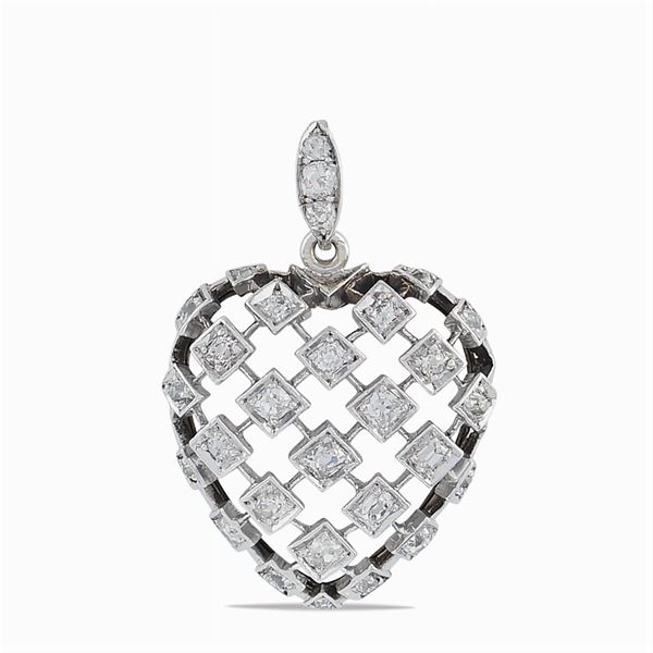 A heart-shaped pendant in rock crystal