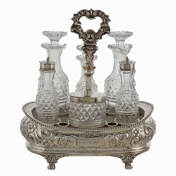 Cruet in argento e cristallo