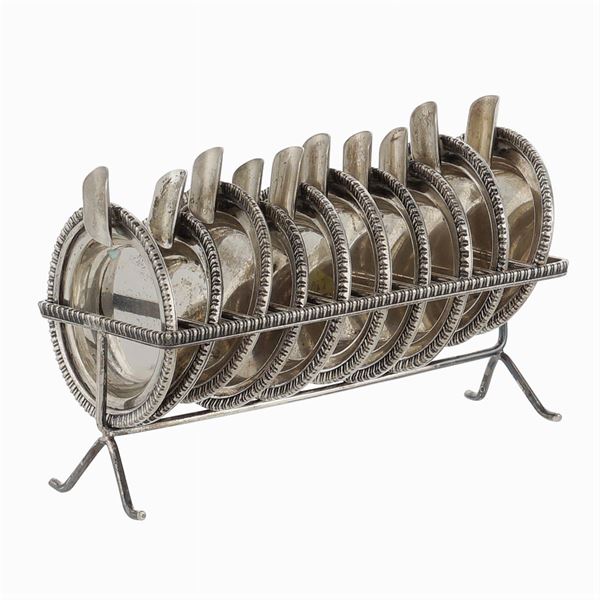 An Italian silver ashtray table service (10)