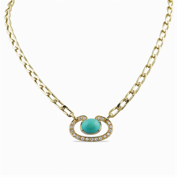 18kt gold and natural turquoise necklace