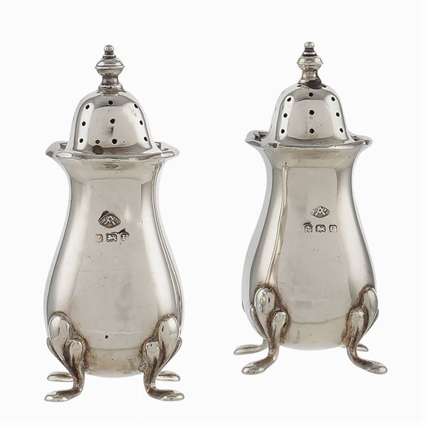 A pair of small silver salt cellars