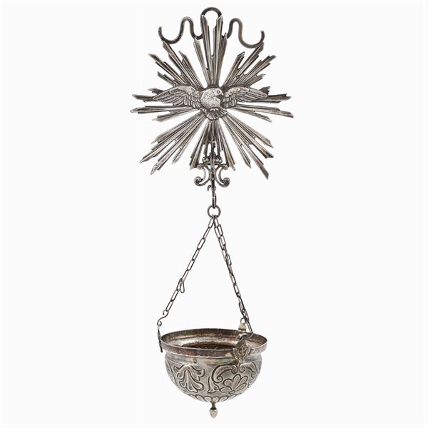 An Italian silver holywater font
