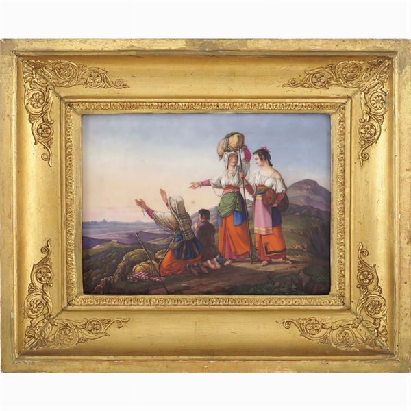 Polychrome painted porcelain plate
