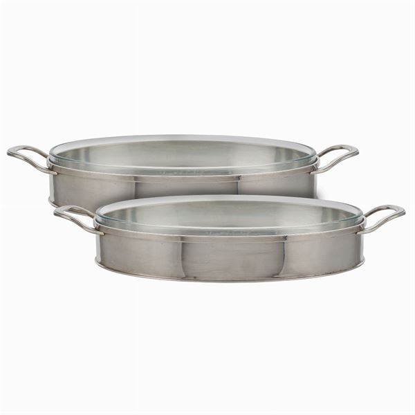 A pair of silver plated casserole dishes  (20th century)  - Auction Fine jewels and watches, silver and coptic textile fragments - Colasanti Casa d'Aste