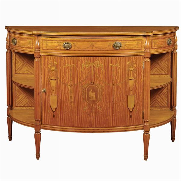 Half moon shaped satinwood sideboard
