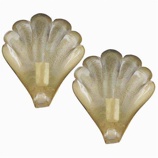 A pair of one light Murano glass aplliques