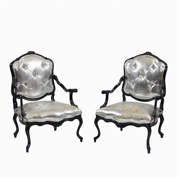 A pair of Luigi XV style armchairs
