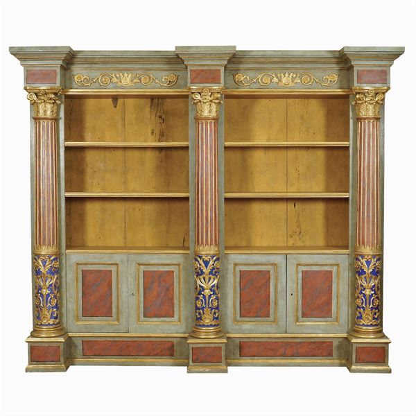Large laquered and gilt wood library