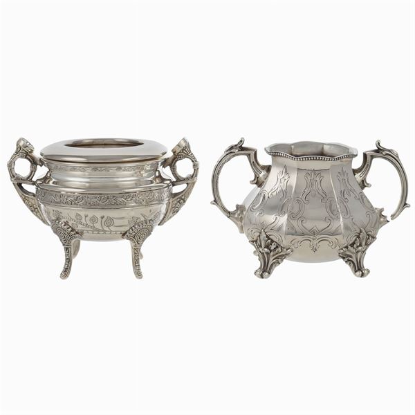 Two silver plated metal sugar bowls  (20th century)  - Auction Fine jewels and watches, silver and coptic textile fragments - Colasanti Casa d'Aste