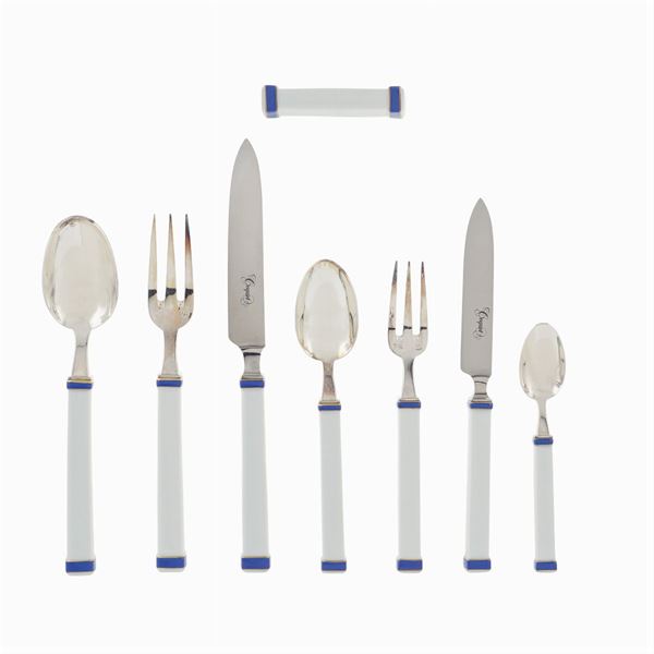 A conquet JL cutlery porcelain and steel service (108)  (Limoges, France 20th century)  - Auction Design - modern and contemporary art - Colasanti Casa d'Aste