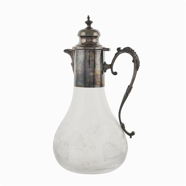 A silver and glass pitcher  (Italy, 20th century)  - Auction Fine jewels and watches, silver and coptic textile fragments - Colasanti Casa d'Aste