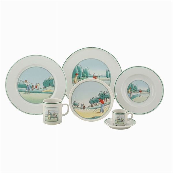 An Apilco porcelain plate service (80)  (France, 20th century)  - Auction Design - modern and contemporary art - Colasanti Casa d'Aste