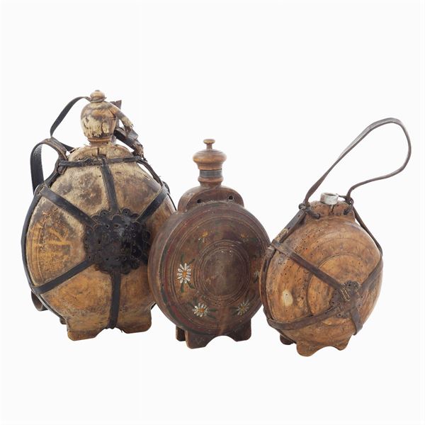 A set of ancient pilgrim flasks