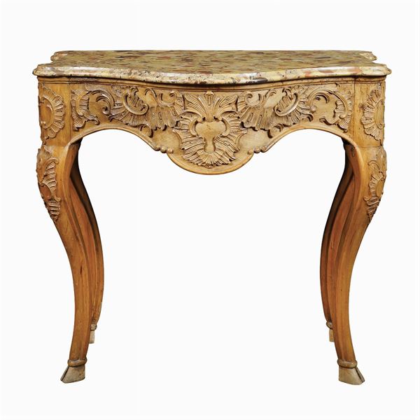 A pickled wood wall console