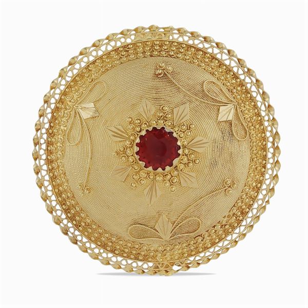 Spilla di forma circolare in oro giallo 18kt