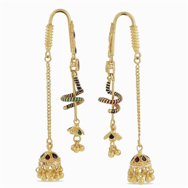 Orecchini pendenti in oro giallo 24kt