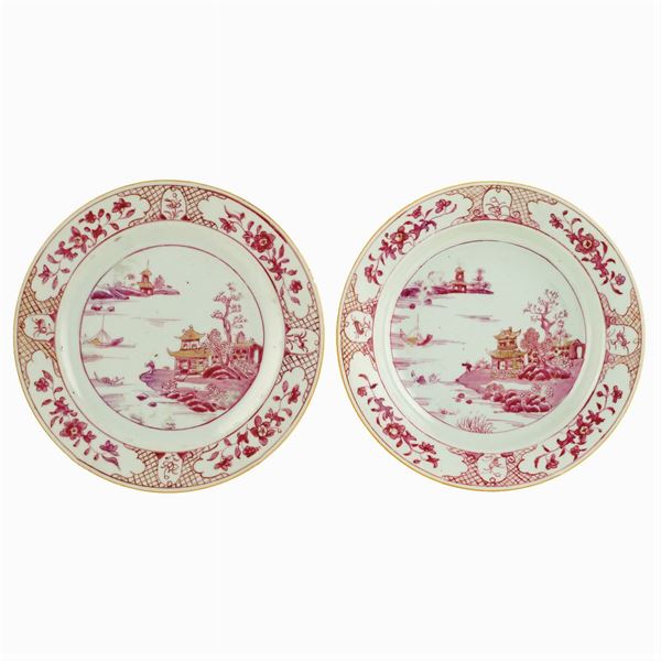 A soup and a flat porcelain plate