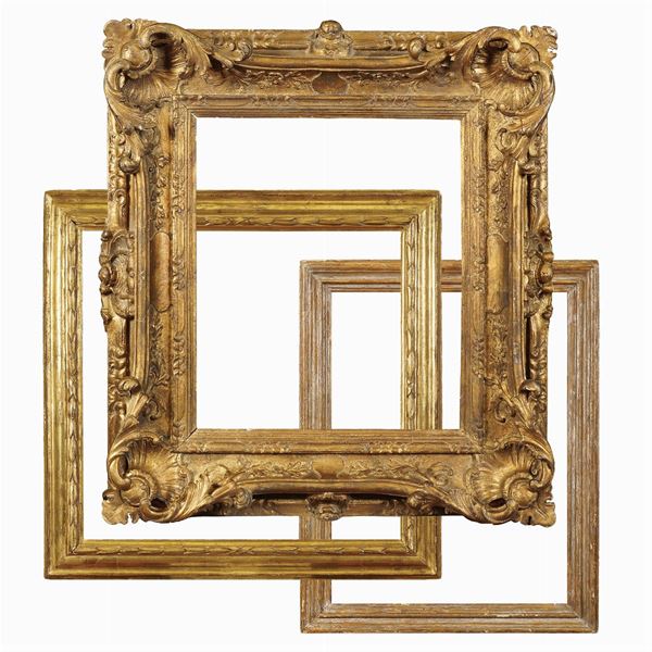 Three golden wood frames  (different periods and manifactures)  - Auction Fine Art from Villa Astor and other private collections - Colasanti Casa d'Aste