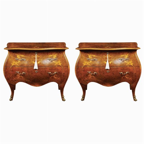 A pair of briar root commode