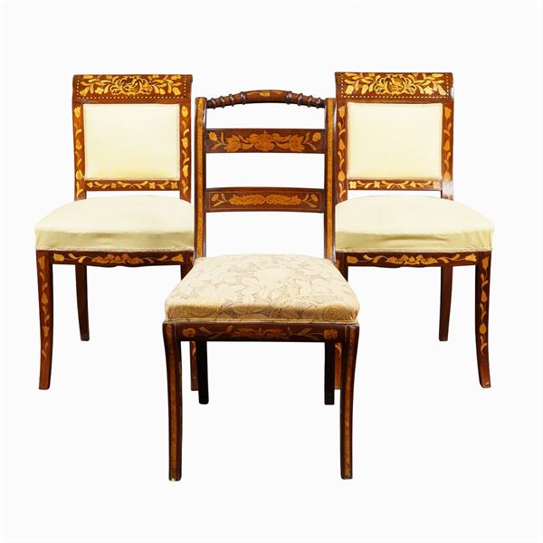 Three mahogany chairs  (Holland, end 19th century)  - Auction Fine Art from Villa Astor and other private collections - Colasanti Casa d'Aste