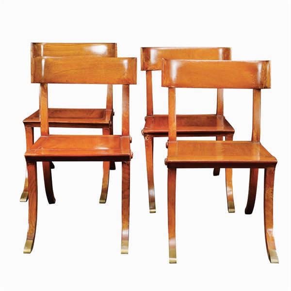 Four teak chairs  (Oriental manifacture, 20th century)  - Auction Fine Art from Villa Astor and other private collections - Colasanti Casa d'Aste