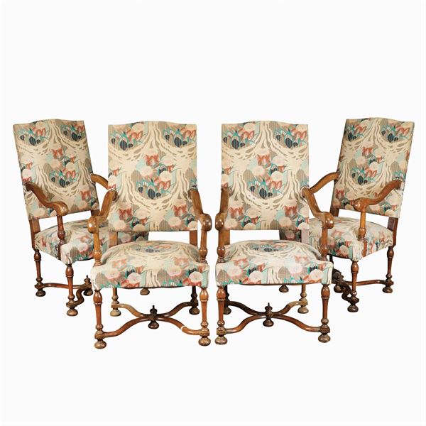 Four walnut chairs
