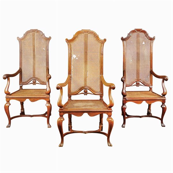Three walnut chairs  (Italy, old manifacture)  - Auction Fine Art from Villa Astor and other private collections - Colasanti Casa d'Aste