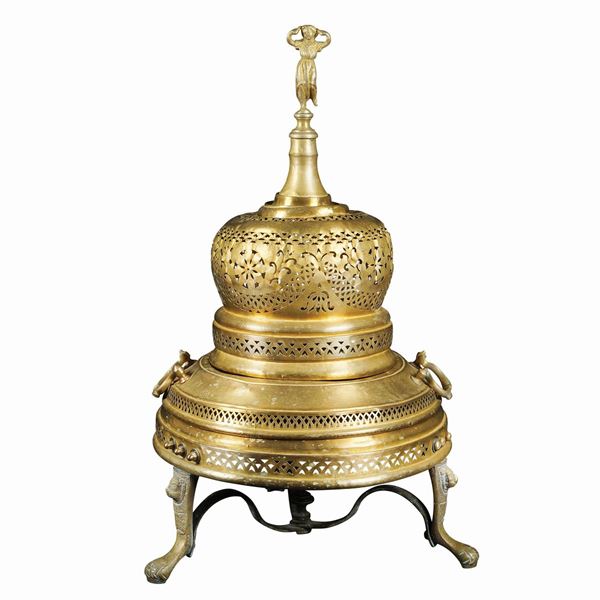 A golden metal brazier