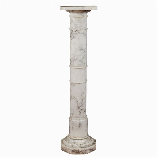 White Carrara marble column