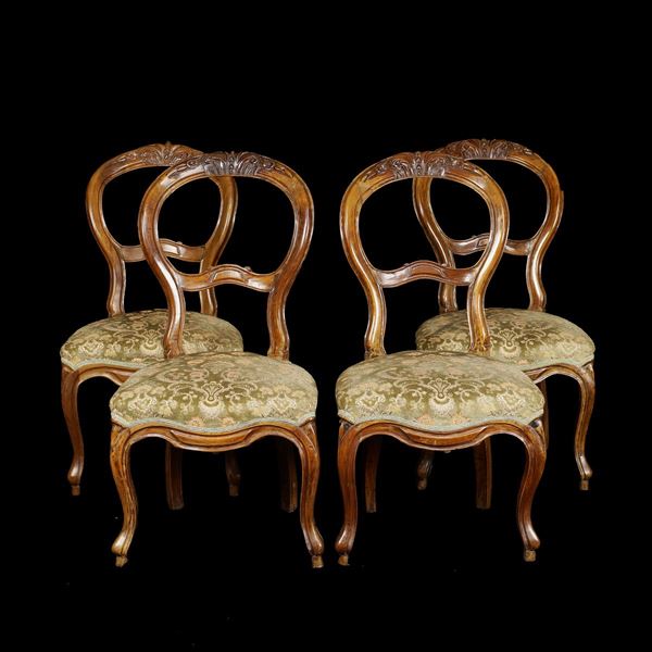 Four walnut chairs