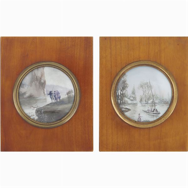 A pair of miniatures on paper  (early 20th century)  - Auction Fine Art from Villa Astor and other private collections - Colasanti Casa d'Aste
