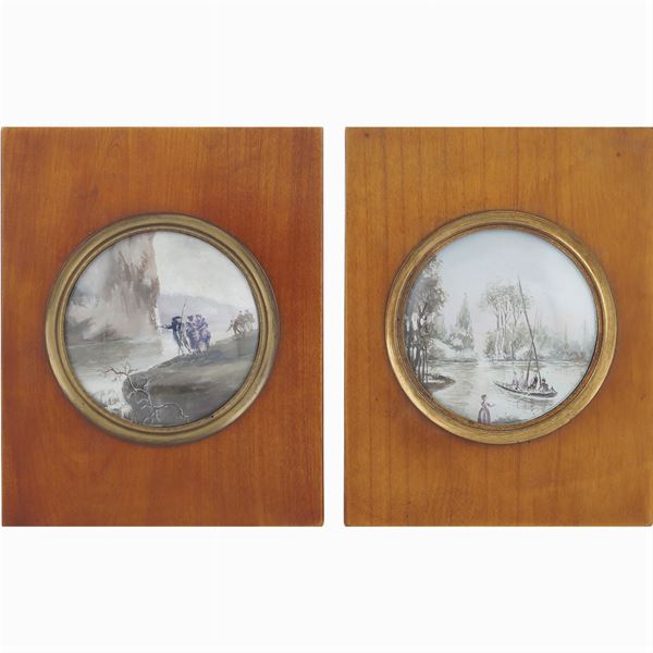 A pair of miniatures on paper