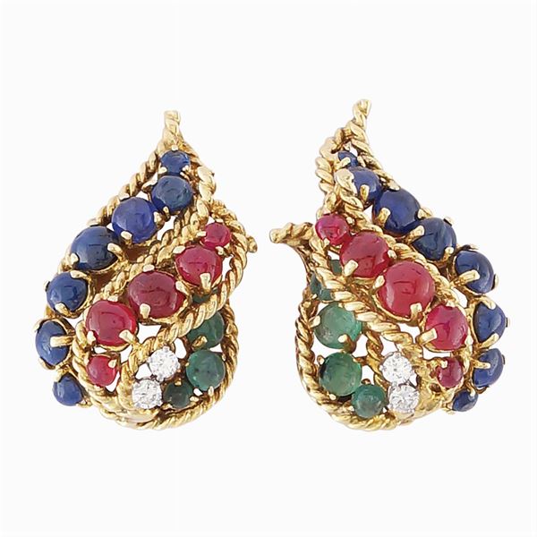 Orecchini tutti frutti in oro giallo 18kt
