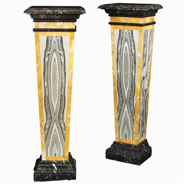 A pair of policrome marble columns  (Italy, old manifacture)  - Auction Fine Art from Villa Astor and other private collections - Colasanti Casa d'Aste